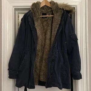 Forever 21 Faux Fur Parka Coat Small